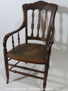 Furniture: Vintage: Antique: Cain Woven Arm Chair Spindle