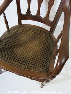 Furniture: Vintage: Antique: Cain Woven Arm Chair Spindle