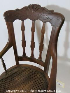 Furniture: Vintage: Antique: Cain Woven Arm Chair Spindle