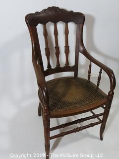 Furniture: Vintage: Antique: Cain Woven Arm Chair Spindle