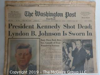 Collectible: Historic: Newspaper: "The Washington Post" Nov 23, 1963