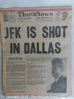 Collectible: Historic: Newspaper:"The News- Washington Daily"; Nov. 22, 1963