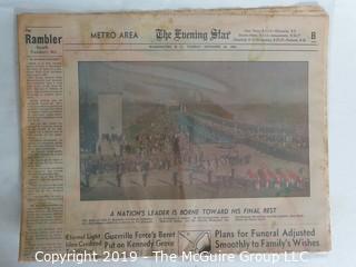 Collectible: Historic: Newspaper: "The Evening Star"; Nov. 25, 1963