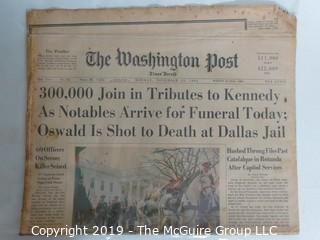 Collectible: Historic: Newspaper: "The Washington Post"; Nov. 25, 1963