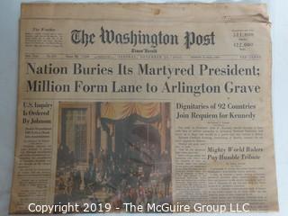 Collectible: Historic: Newspaper: "The Washington Post"; Nov. 26, 1963