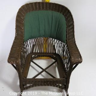 Furniture: Vintage: Antique:Wover Cane Rocker w/ Green Pads