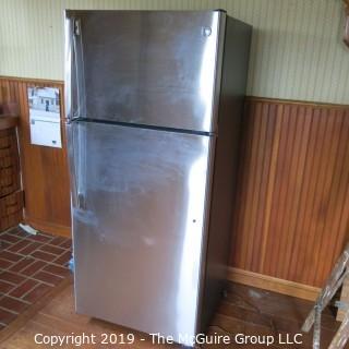 Household: Appliance: GE Refrigerator/Freezer: Brushed Steel Surface 15.5 cu.ft.; 28W x 31D (including handle) x 64"T