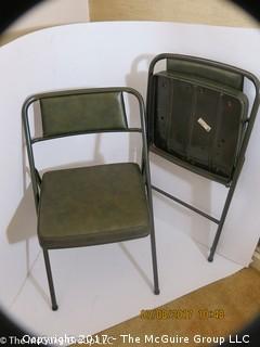 Pair of folding metal chairs 