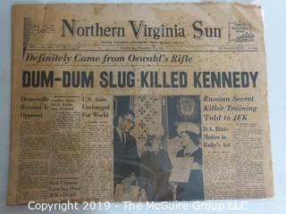 Collectible:Historical: Newspaper: Kennedy Assination: NVA Sun