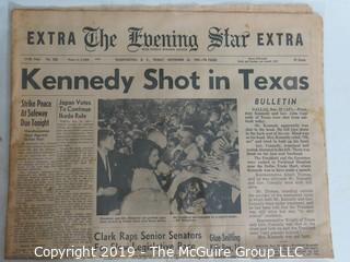 Collectible:Historical: Newspaper: Kennedy Assination: Evening Star EXTRA