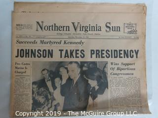 Collectible:Historical: Newspaper: Kennedy Assination: NVA Sun Johnson Takes Oath