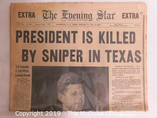 Collectible:Historical: Newspaper: Kennedy Assination: Evening Star EXTRA 11/22/1963