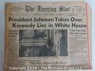 Collectible:Historical: Newspaper: Kennedy Assination: Evening Star 11/23/1963 Lie in State Cover