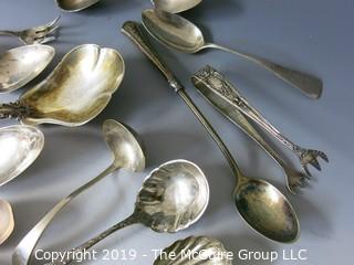 Collection of assorted sterling flatware pieces, various patterns, including Tiffany napkin ring; 618g