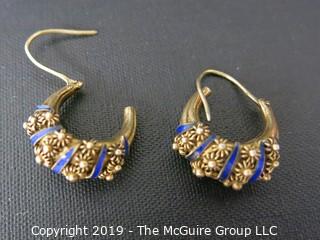 Jewelry: Silver: Earrings: Enamel and silver wire rope earrings; Bohemian Look 