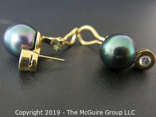 Jewelry: Costume: Post Earrings: marked ""Mayorica TM"; 3/4": 8mm faux pearls and rhinestone