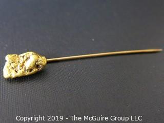 Jewelry: .999 Gold Nugget Stick Pin; stamped L.L. Moore Co.; 4 grams total weight