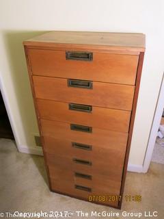 8 drawer tall wooden dresser; 24W x 14D x 49"T 