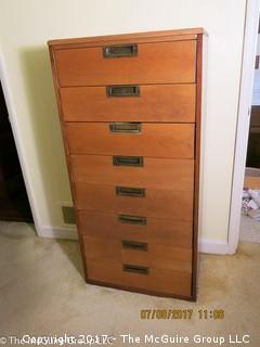 8 drawer tall wooden dresser; 24W x 14D x 49"T 