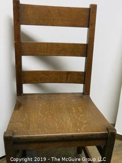 Furniture: Vintage: Mission Oak Pegged Ladder-back side chair solid wood seat