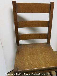 Furniture: Vintage: Mission Oak Pegged Ladder-back side chair solid wood seat