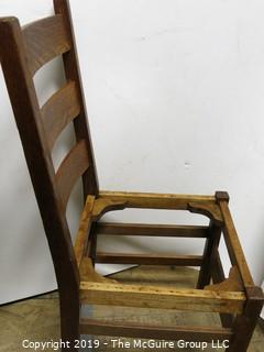 Furniture: Vintage: Stickley Hallmarked Ladder-back Mission Oak Side Chair missing seat