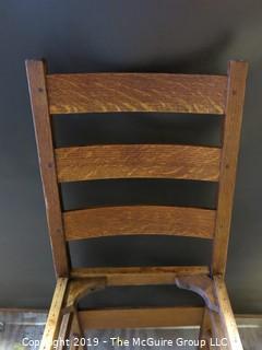 Furniture: Vintage: Stickley Hallmarked Ladder-back Mission Oak Side Chair missing seat