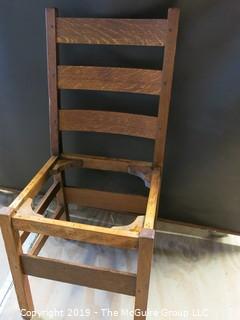 Furniture: Vintage: Stickley Hallmarked Ladder-back Mission Oak Side Chair missing seat