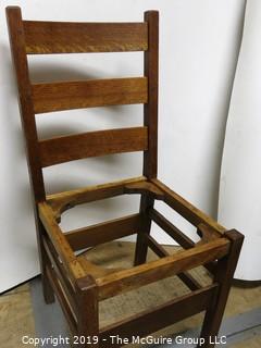 Furniture: Vintage: Stickley Hallmarked Ladder-back Mission Oak Side Chair missing seat