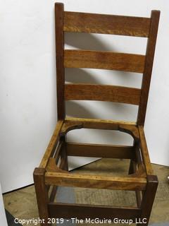 Furniture: Vintage: Stickley Hallmarked Ladder-back Mission Oak Side Chair missing seat