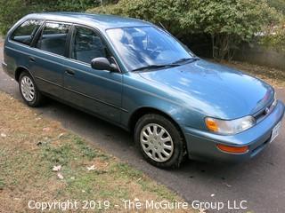 1995 Toyota Corolla Wagon, just 69,000 original miles, and all dealer service records; current inspection, new tires, 5 speed manual transmission.  VIN  JT2AE09V7S0096449