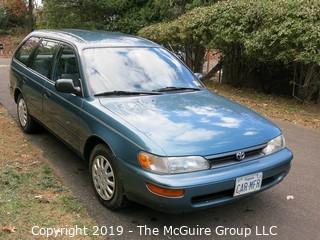 1995 Toyota Corolla Wagon, just 69,000 original miles, and all dealer service records; current inspection, new tires, 5 speed manual transmission.  VIN  JT2AE09V7S0096449