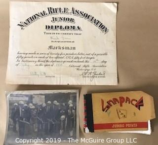 Collection including brass including inkwell and pair of equine bookends; ceremonial ground breaking of Vienna Metro station; and Maud Robinson's Junior NRA Diploma 