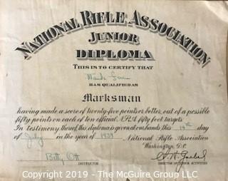 Collection including brass including inkwell and pair of equine bookends; ceremonial ground breaking of Vienna Metro station; and Maud Robinson's Junior NRA Diploma 