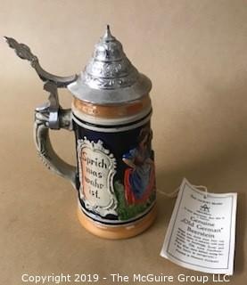 Eclectic Collection including Vienna #1 Plate; Alexandria, VA Coke Bottle; small German Beerstein; horseshoes and vintage leather folio 