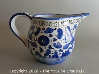 Small Blue and White Hand Painted Pitcher Approx 5" tall