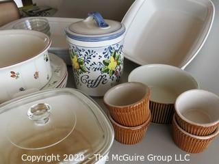 Group of Ceramic Cooking & Serving items including Villeroy & Boch & Corningware 