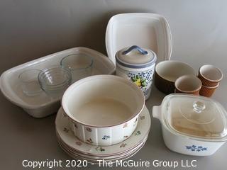 Group of Ceramic Cooking & Serving items including Villeroy & Boch & Corningware 