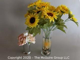 2 Vases with Artificial Flowers