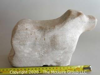 Carved Stone Dog; 8" long