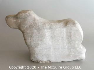 Carved Stone Dog; 8" long