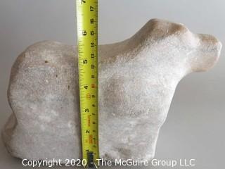 Carved Stone Dog; 8" long