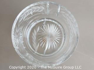 Cut Crystal Bowl Signed Measures approx 8" in diameter and 5" tall