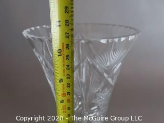 Cut Crystal Vase measures approx 6" in diameter and 10" tall