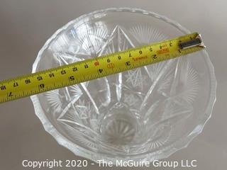 Cut Crystal Vase measures approx 6" in diameter and 10" tall