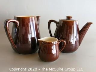 3 Piece Brown Porcelain Tea / Coffee Serving Set -One piece marked Villeroy & Boch Made in Luxembourg