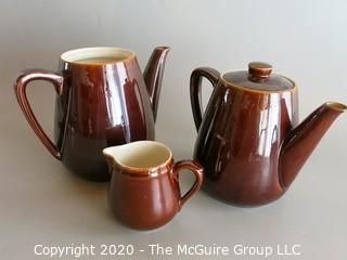 3 Piece Brown Porcelain Tea / Coffee Serving Set -One piece marked Villeroy & Boch Made in Luxembourg