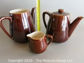 3 Piece Brown Porcelain Tea / Coffee Serving Set -One piece marked Villeroy & Boch Made in Luxembourg