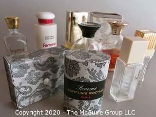 Group of Perfume Bottles Including Femme by Rochas 