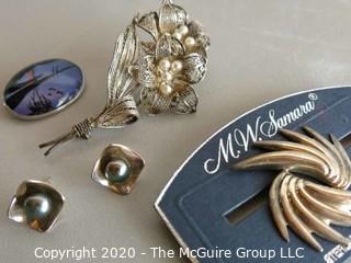 Group of Miscellaneous Jewelry - Includes some Sterling and a Signed Rhinestone brooch